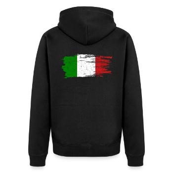 Italy - Unisex Premium Organic Zip Hoodie - black - Back - Nico (187cm)