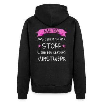 Nähen Näh Fee T-Shirt I Geschenk für Näherinnen - Unisex Premium Bio Zip Hoodie - Schwarz - Hinten - Nico (187cm)