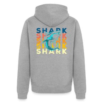 Hai Haifisch - Unisex Premium Bio Zip Hoodie - Grau meliert - Hinten - Nico (187cm)