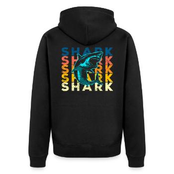 Hai Haifisch - Unisex Premium Bio Zip Hoodie - Schwarz - Hinten - Nico (187cm)