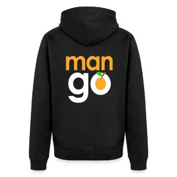 Man go Mango fruit - Mann geht zur Mango-Frucht - Unisex Premium Bio Zip Hoodie - Schwarz - Hinten - Nico (187cm)