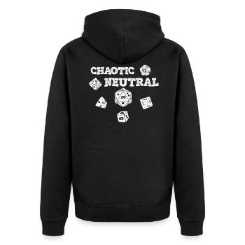 RPG Dés Dice Dragons CHAOTIC NEUTRE - Veste à capuche bio Premium Unisexe - noir - Dos - Nico (187cm)