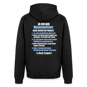 Profession Concierge Emploi Proverbes Drôles - Veste à capuche bio Premium Unisexe - noir - Dos - Nico (187cm)