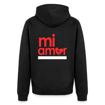 mi amor - Unisex Premium Organic Zip Hoodie - black - Back - Nico (187cm)