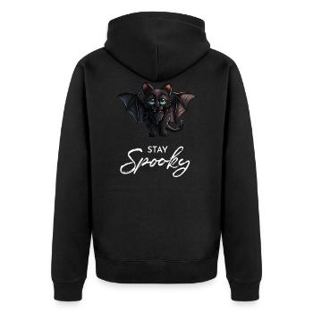 Stay Spooky Slogan Cute Vampire Black Bat Cat - Unisex Premium Organic Zip Hoodie - black - Back - Nico (187cm)