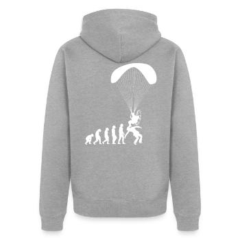 Evolution Paramotor Paragliding Paraglider Shirt - Unisex Premium Bio Zip Hoodie - Grau meliert - Hinten - Nico (187cm)