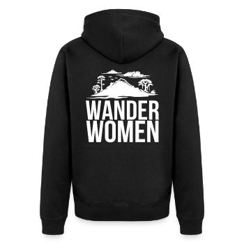 Wander Women - Unisex Premium Bio Zip Hoodie - Schwarz - Hinten - Nico (187cm)