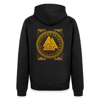 Noeud germanique Wotan Valknut et Futhark - Veste à capuche bio Premium Unisexe - noir - Dos - Nico (187cm)