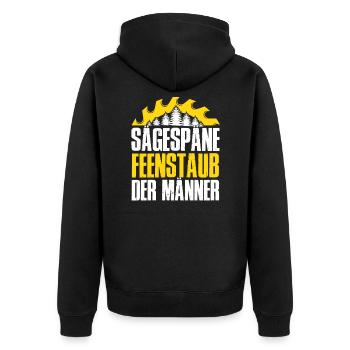 Sägespäne ist der Feenstaub der Männer Schreiner - Unisex Premium Bio Zip Hoodie - Schwarz - Hinten - Nico (187cm)