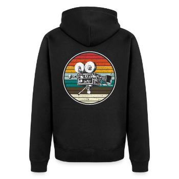 Alte Retro Filmkamera - Unisex Premium Bio Zip Hoodie - Schwarz - Hinten - Nico (187cm)