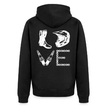 dirt bike love motorcycle - Unisex Premium Bio Zip Hoodie - Schwarz - Hinten - Nico (187cm)