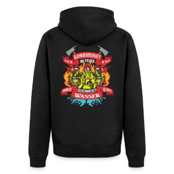 Feuerwehr Feuerwehrmann Freiwillige - Unisex Premium Bio Zip Hoodie - Schwarz - Hinten - Nico (187cm)
