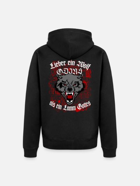 Wikinger Wolf Odins - Unisex Premium Bio Zip Hoodie - Schwarz