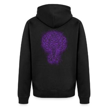 Wikinger Runen Viking Tribal Tattoo Mittelalter - Unisex Premium Bio Zip Hoodie - Schwarz - Hinten - Nico (187cm)