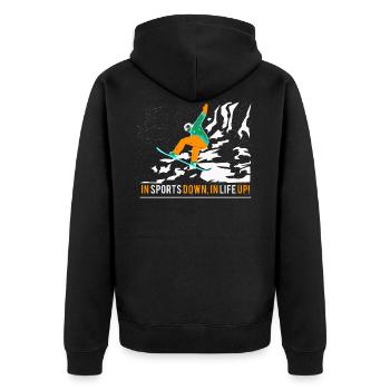SNOWBOARDER SNOWBOARDING SNOWBOARD SPORT ist Leben - Unisex Premium Bio Zip Hoodie - Schwarz - Hinten - Nico (187cm)