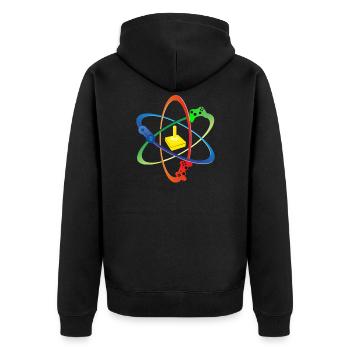 Gamer atom consoles player gaming computer shirt - Unisex Premium Organic Zip Hoodie - black - Back - Nico (187cm)