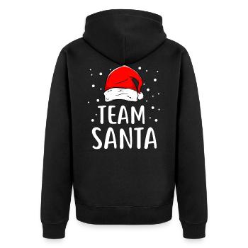 Team Santa Lustiges Weihnachts T-Shirt Geschenk - Unisex Premium Bio Zip Hoodie - Schwarz - Hinten - Nico (187cm)