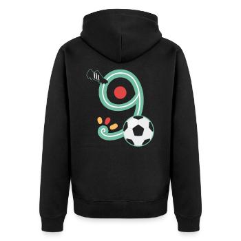 9. Geburtstag Jungs Birthday Geschenk 9 Jahre - Unisex Premium Bio Zip Hoodie - Schwarz - Hinten - Nico (187cm)