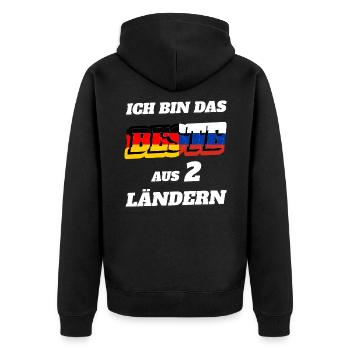 Russland Deutschland Russe Beste 2 Ländern rassia - Unisex Premium Bio Zip Hoodie - Schwarz - Hinten - Nico (187cm)