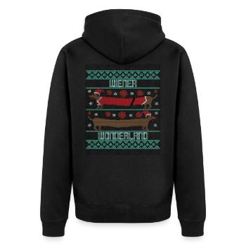 Viennese Wonderland Ugly Christmas Sweater - Unisex Premium Organic Zip Hoodie - black - Back - Nico (187cm)