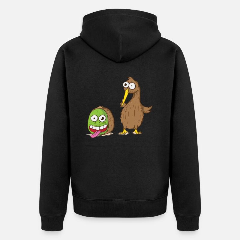 Oiseau kiwi et fruit kiwi - Veste à capuche bio Premium Unisexe - noir