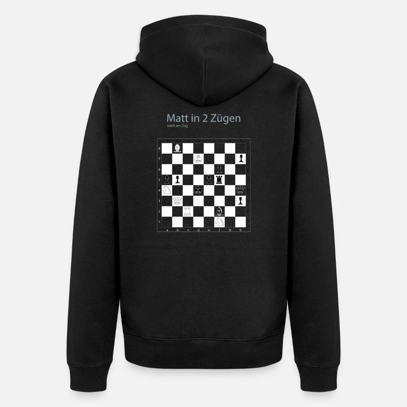 Schach Schachproblem Matt in 2 Zügen Geschenkidee - Unisex Premium Bio Zip Hoodie - Schwarz
