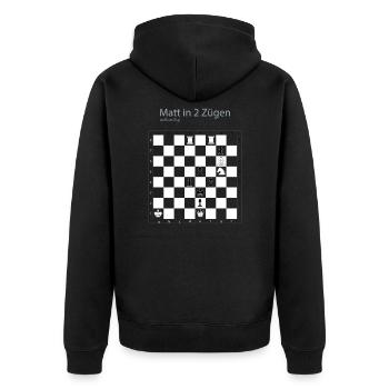 Schach Schachproblem Matt in 2 Zügen Geschenkidee - Unisex Premium Bio Zip Hoodie - Schwarz - Hinten - Nico (187cm)