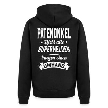 Godfather and superhero - Unisex Premium Organic Zip Hoodie - black - Back - Nico (187cm)