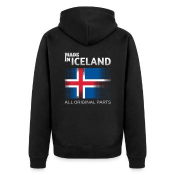 Islande faite au drapeau islandais - Veste à capuche bio Premium Unisexe - noir - Dos - Nico (187cm)