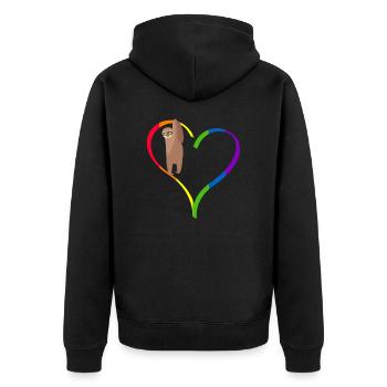 Idée de cadeau romantique gay LGBT pour la Saint-Valentin - Veste à capuche bio Premium Unisexe - noir - Dos - Nico (187cm)