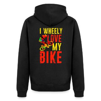 Fahrrad Radsport Bike Rennrad Mountainbike Rad - Unisex Premium Bio Zip Hoodie - Schwarz - Hinten - Nico (187cm)