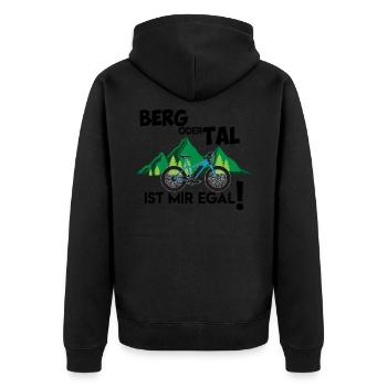 Ebike E-Bike Pedelec Geschenk Fahrrad eMTB - Unisex Premium Bio Zip Hoodie - Schwarz - Hinten - Nico (187cm)