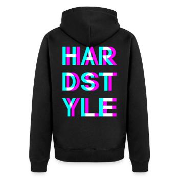 Hardstyle - Musique - Fastival -Rave -Edm - 3 d look - Veste à capuche bio Premium Unisexe - noir - Dos - Nico (187cm)