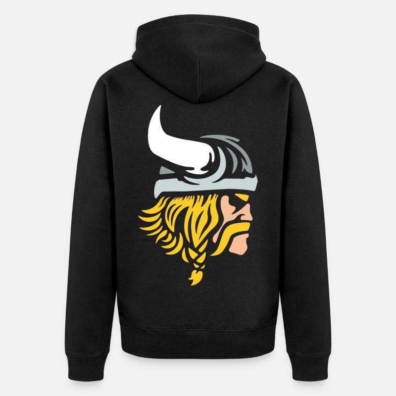 Wikinger Krieger - Unisex Premium Bio Zip Hoodie - Schwarz