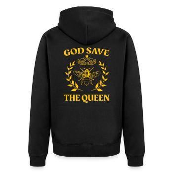 God Save The Queen Bee Queen with Crown Beekeeper - Unisex Premium Organic Zip Hoodie - black - Back - Nico (187cm)
