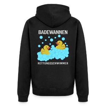 Gummiente Quietscheente Badeente Rettungsschwimmer - Unisex Premium Bio Zip Hoodie - Schwarz - Hinten - Nico (187cm)