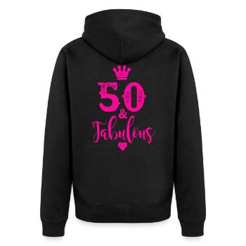 50th Birthday 50 Years Women Women's Saying - Unisex Premium Organic Zip Hoodie - black - Back - Nico (187cm)