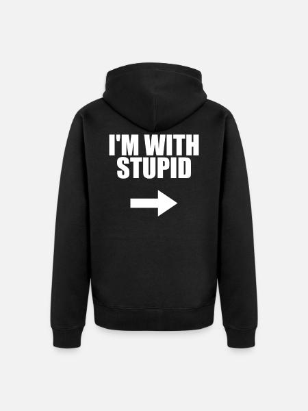 Im with stupid Pfeil rechts dumm lustige Sprüche - Premium økologisk unisex-hættejakke - sort