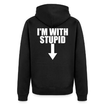 Des phrases drôles avec une flèche stupid - Veste à capuche bio Premium Unisexe - noir - Dos - Nico (187cm)