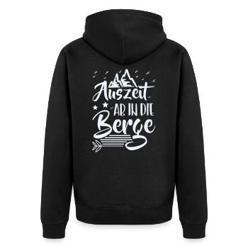 Berge - Unisex Premium Bio Zip Hoodie - Schwarz - Hinten - Nico (187cm)