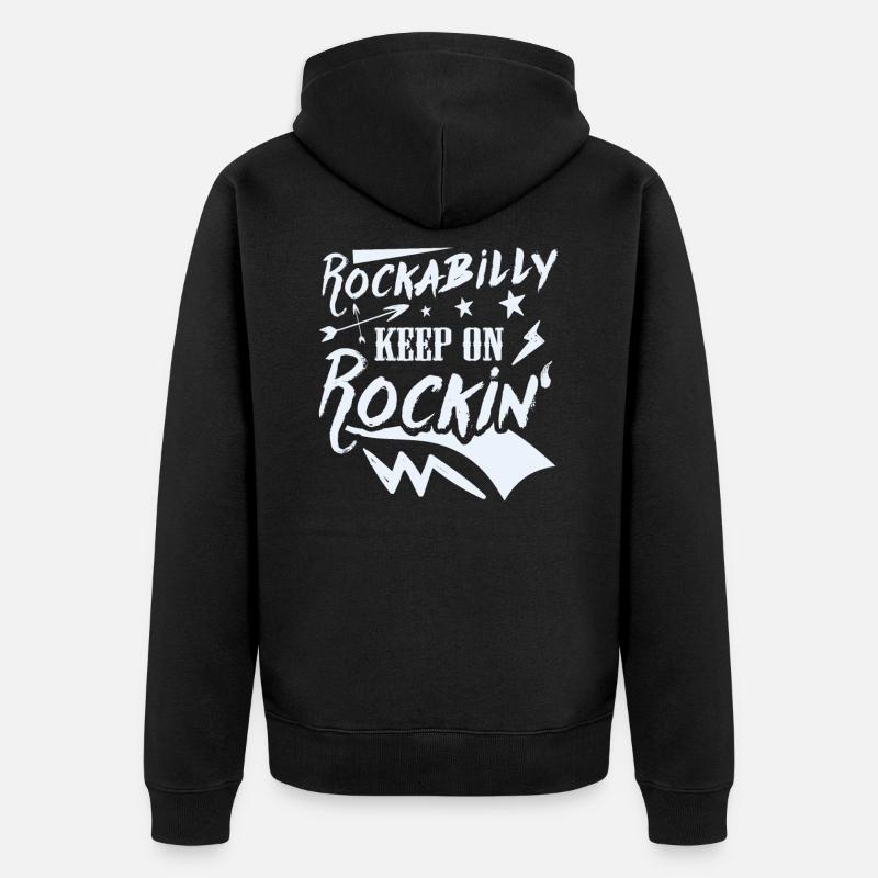 Rockabilly - Keep on Rocking - Unisex Premium Bio Zip Hoodie - Schwarz