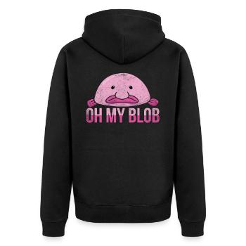 Niedlicher Blobfisch Spruch - Unisex Premium Bio Zip Hoodie - Schwarz - Hinten - Nico (187cm)