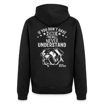 Chien bulldog anglais disant cadeau - Veste à capuche bio Premium Unisexe - noir - Dos - Nico (187cm)