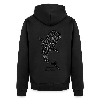 Marokintana - Whale Shark - II - Unisex Premium Bio Zip Hoodie - Schwarz - Hinten - Nico (187cm)