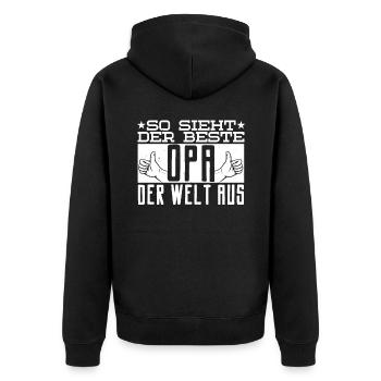 So sieht der beste Opa der Welt aus - Unisex Premium Bio Zip Hoodie - Schwarz - Hinten - Nico (187cm)
