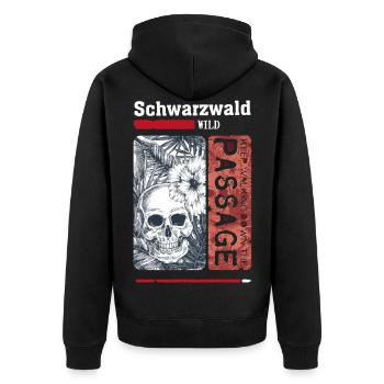 Schwarzwald Wild Skull - Unisex Premium Bio Zip Hoodie - Schwarz - Hinten - Nico (187cm)