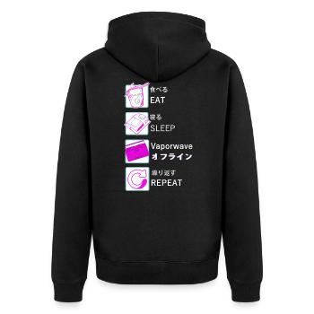 Vaporwave EAT SLEEP Vaporwave REPEAT - Unisex Premium Organic Zip Hoodie - black - Back - Nico (187cm)