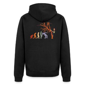 EVOLUTION Landschaftsgärtner Motorsäge Gärtnerei - Unisex Premium Bio Zip Hoodie - Schwarz - Hinten - Nico (187cm)