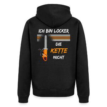 Landschaftsgärtner Motorsäge Gärtnerei Gärtner - Unisex Premium Bio Zip Hoodie - Schwarz - Hinten - Nico (187cm)