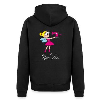Näh Fee Schneiderin und Näherin - Unisex Premium Bio Zip Hoodie - Schwarz - Hinten - Nico (187cm)